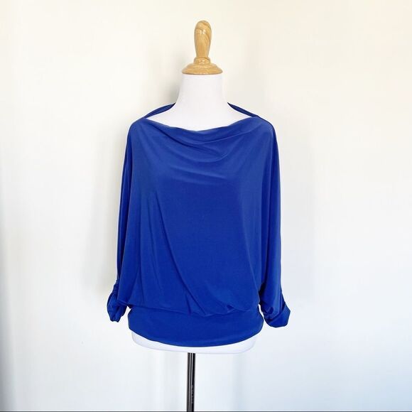 NWT Nic & LuLu Cobalt Blue Bat Wing Boatneck blouse - Picture 1 of 6